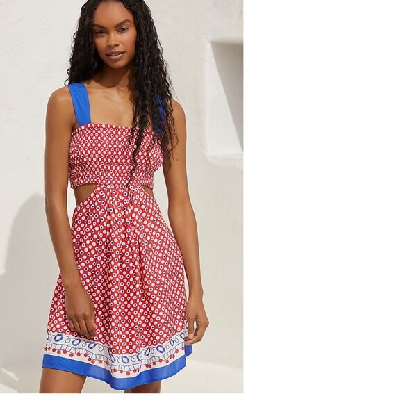 By Anthropologie The Piper Bandeau Cutout Mini Dress SIZE L new nwt red color - Picture 1 of 5